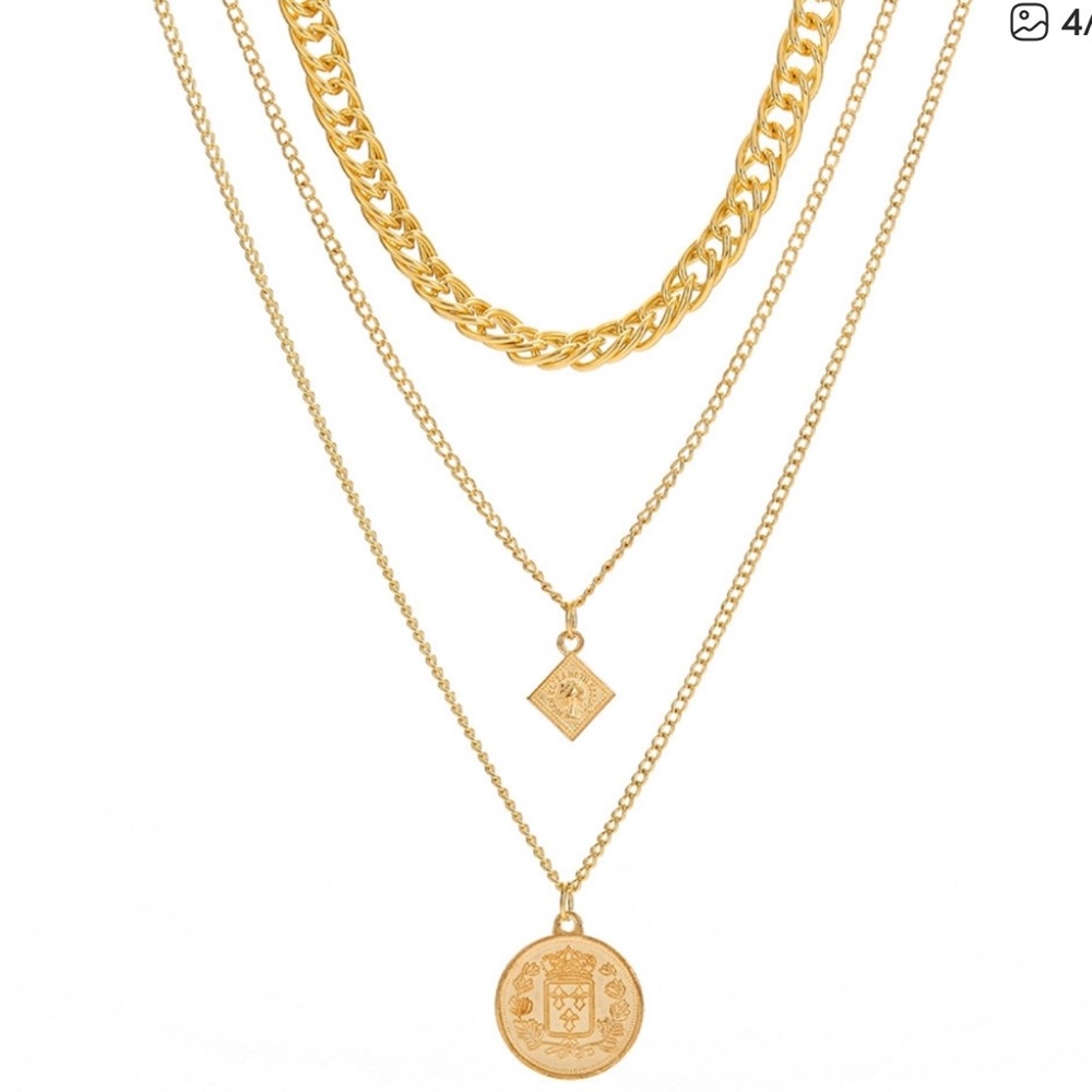 ☃️Gold Layered Coin Necklace Set - Picture 2 of 3